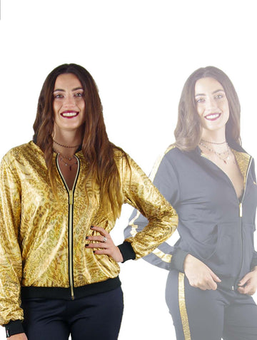 Giacca tuta reversibile oro nera donna elegante made in Italy